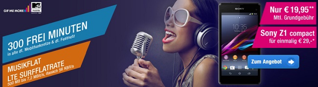 Sony Xperia Z1 Compact mit Musik Flatrate Sony Xperia Z1 Compact mit Musik Flatrate