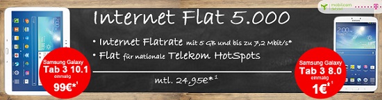Samsung Galaxy Tab 3 mit 5GB Flatrate