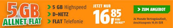D-Netz All Net Flatrate mit 5 GB Datenvolumen
