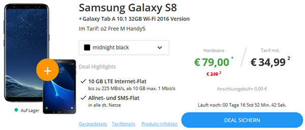 Samsung Galaxy S9 + Galaxy Tab 10.1 + AllNet Flat 10GB